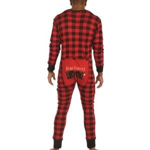 Christmas Lazy one onesie Buffalo plaid pajamas